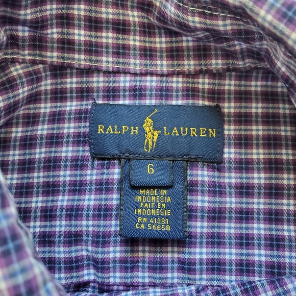 Ralph Lauren Button-Down Long Sleeve Checkered Shirt, Boys, Size 6 - Picture 7 of 8